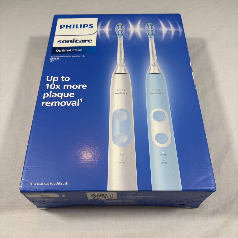 Philips Sonicare Optimal Clean Rechargeable Sonic Toothbrush Set 2pk Travel Case